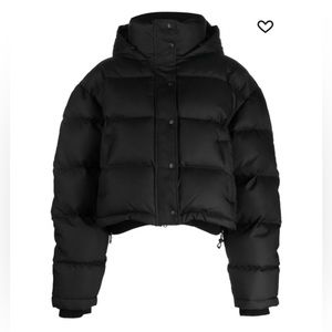 Wardrobe.NYC Cropped Hooded Puffer Coat in Black size M